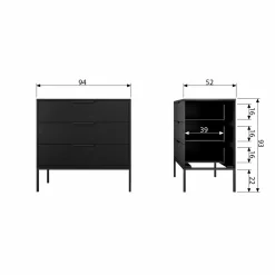 Clearance WOOOD Adam ladekast grenen Zwart