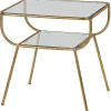 Sale WOOOD Amazing bijzettafel metaal/glas antique brass