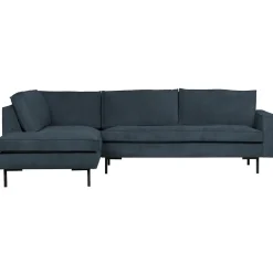 New WOOOD Arwin hoekbank ribstof links staal Blauw