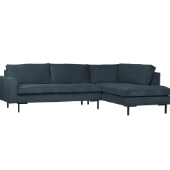 Outlet WOOOD Arwin hoekbank ribstof rechts staal Blauw
