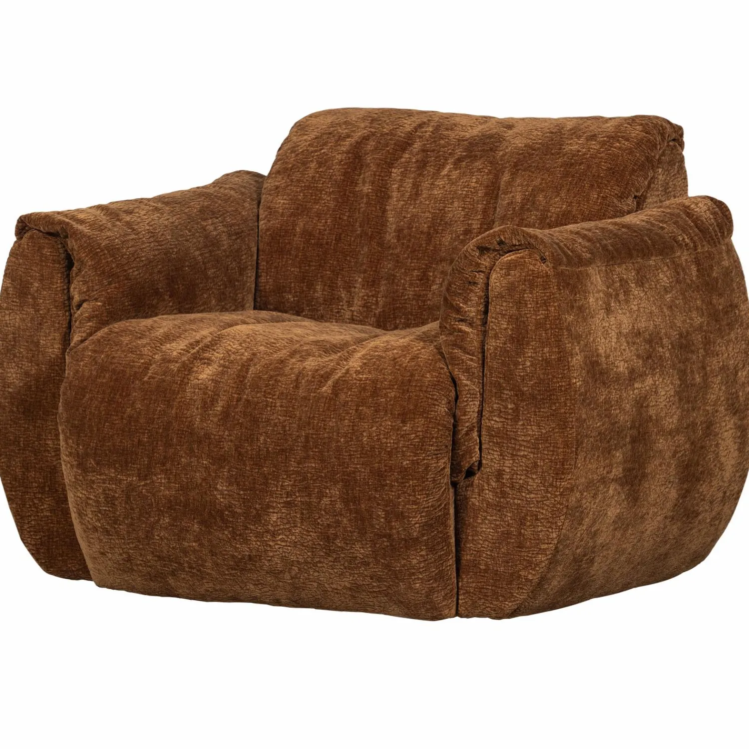 Best WOOOD Baggy draaifauteuil 3D chenille Middenbruin