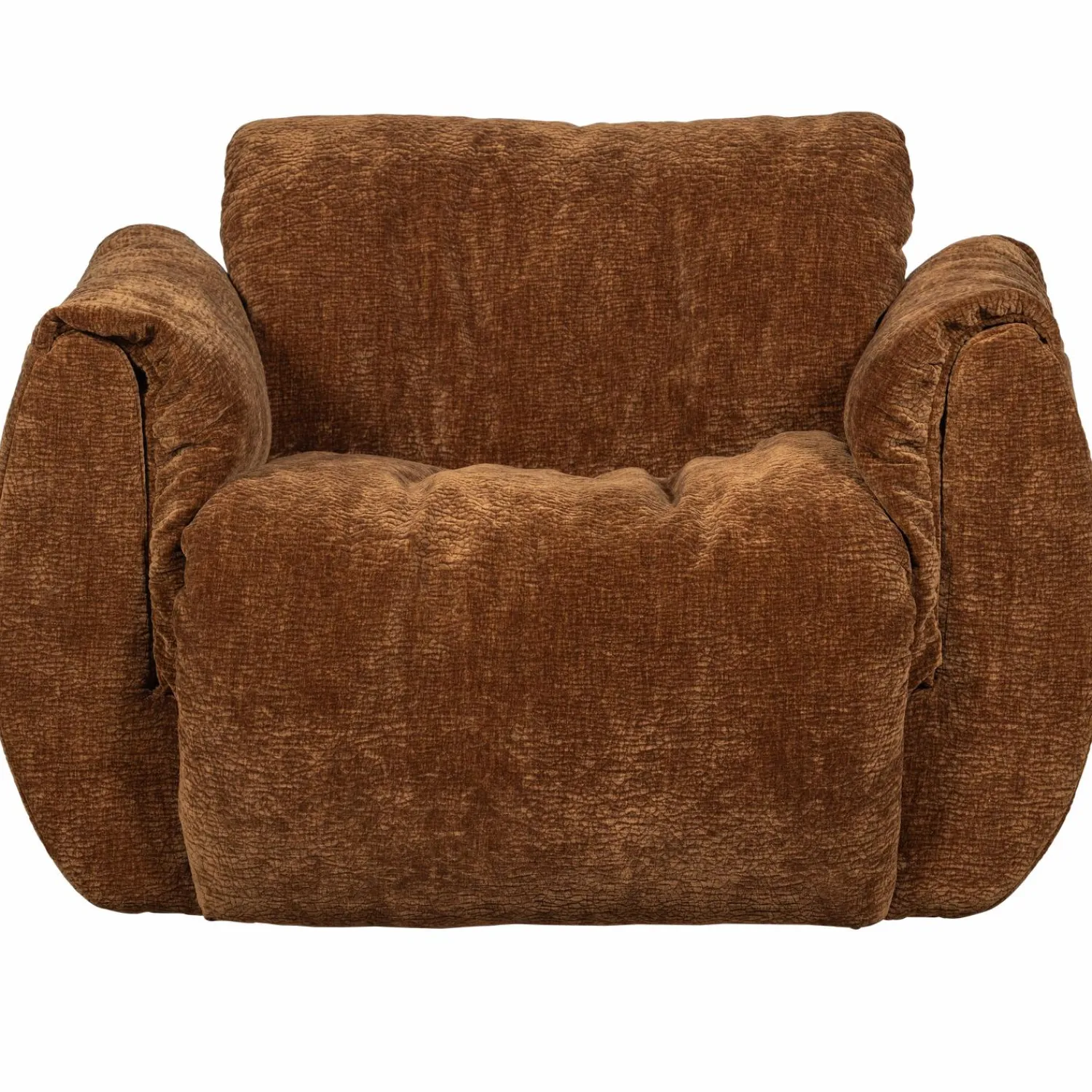 Best WOOOD Baggy draaifauteuil 3D chenille Middenbruin
