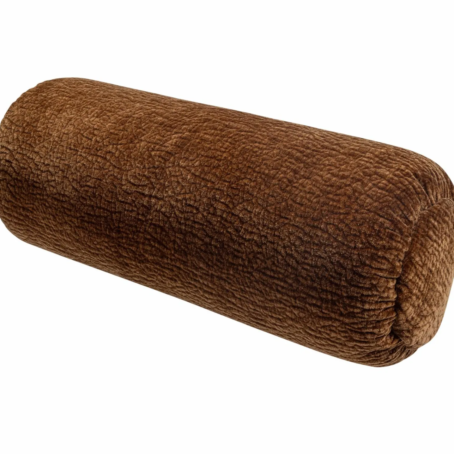 Best WOOOD Baggy rolkussen 50xø23 cm 3D chenille Middenbruin