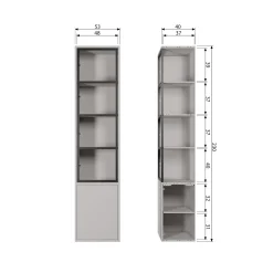 Sale WOOOD Basic 2-deurs vitrinekast grenen mist
