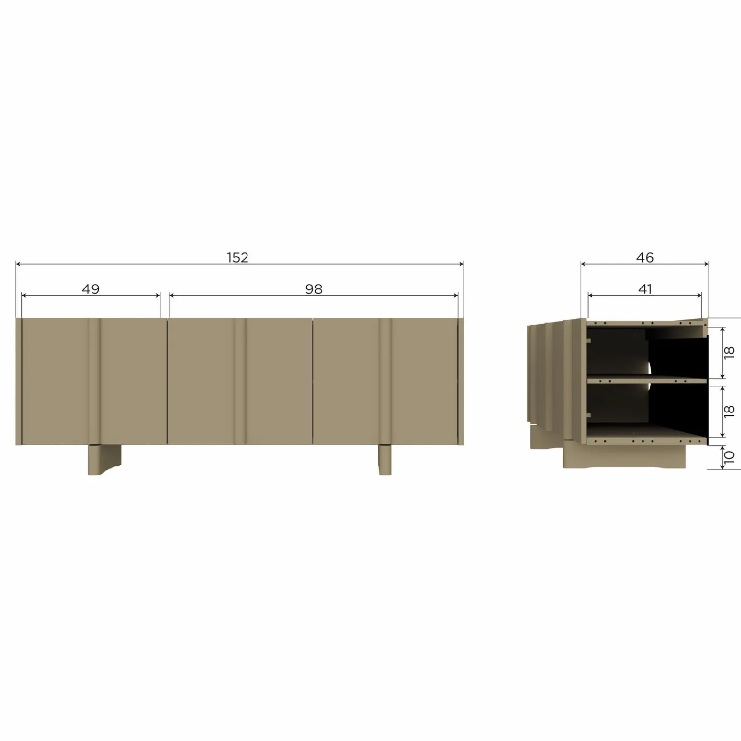 Online WOOOD Basu tv meubel 152 cm grenen Moss