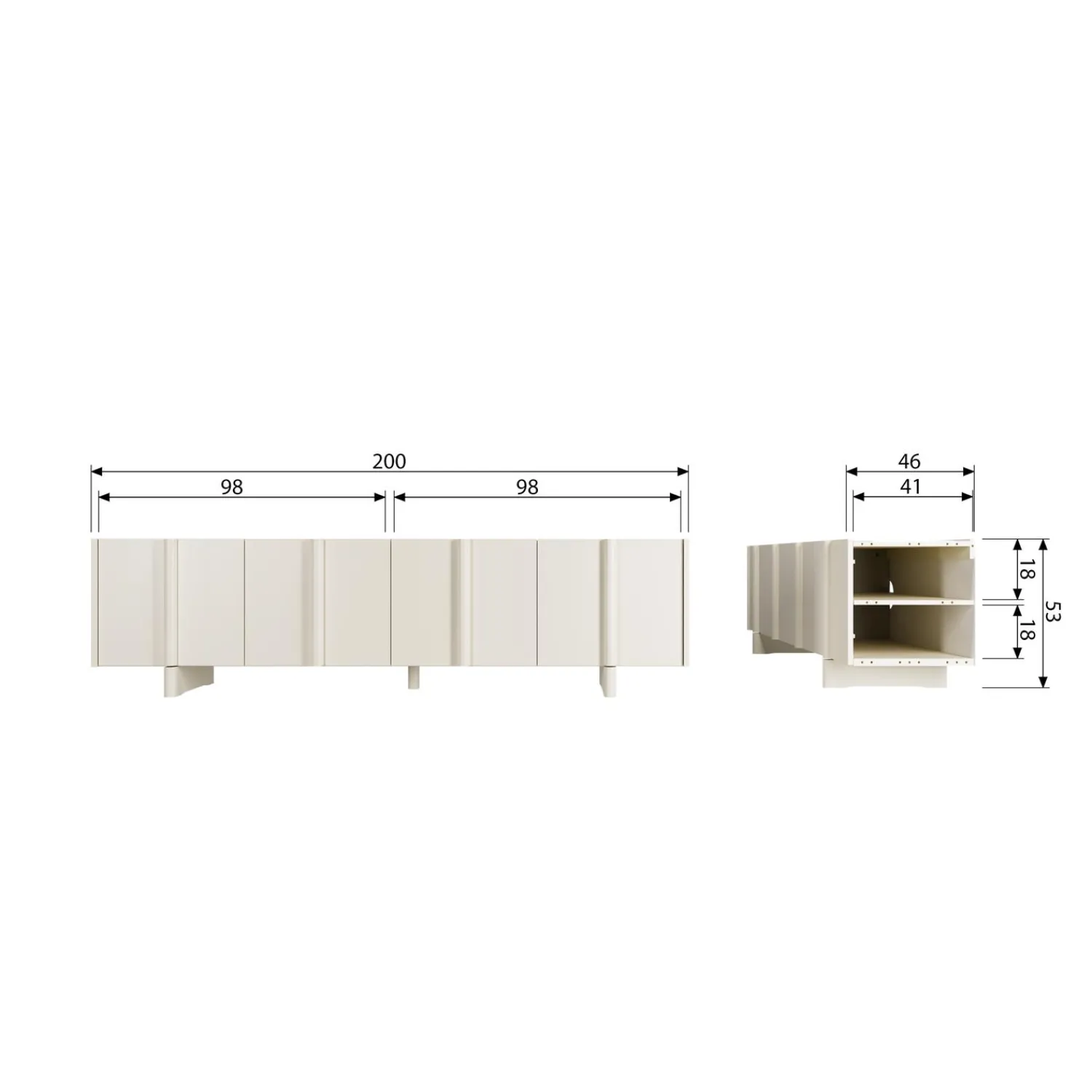 Sale WOOOD Basu tv meubel 200 cm grenen Dust