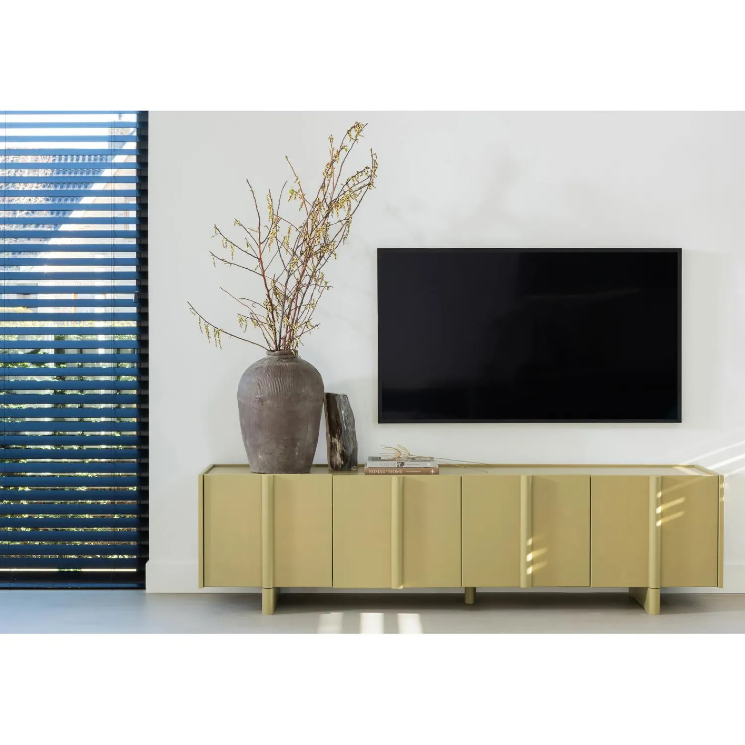 Outlet WOOOD Basu tv meubel 200 cm grenen Moss