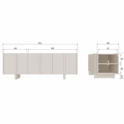 WOOOD Basu tv meubel 152 cm grenen Dust