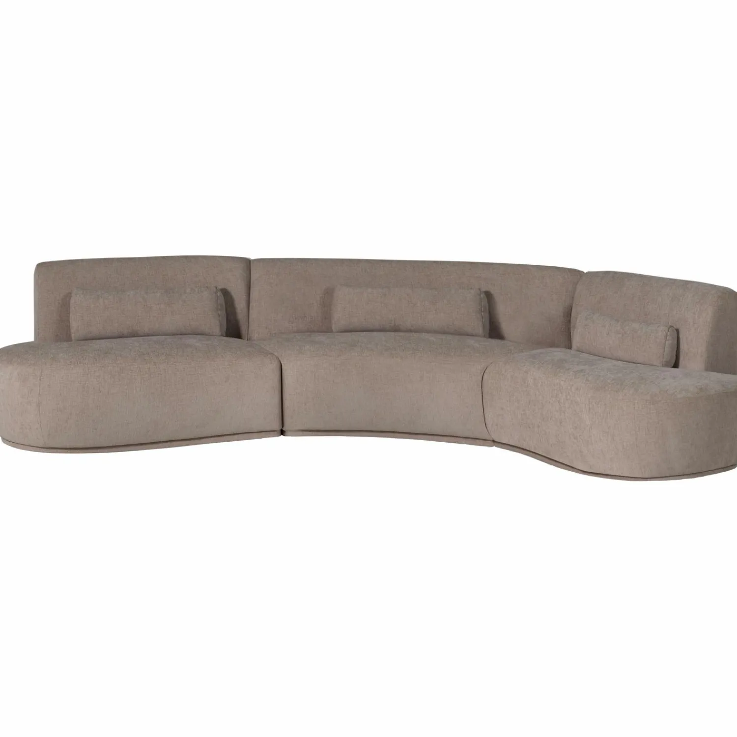 Clearance WOOOD Batavier half ronde bank 6-zits velvet melange zand Zand melange