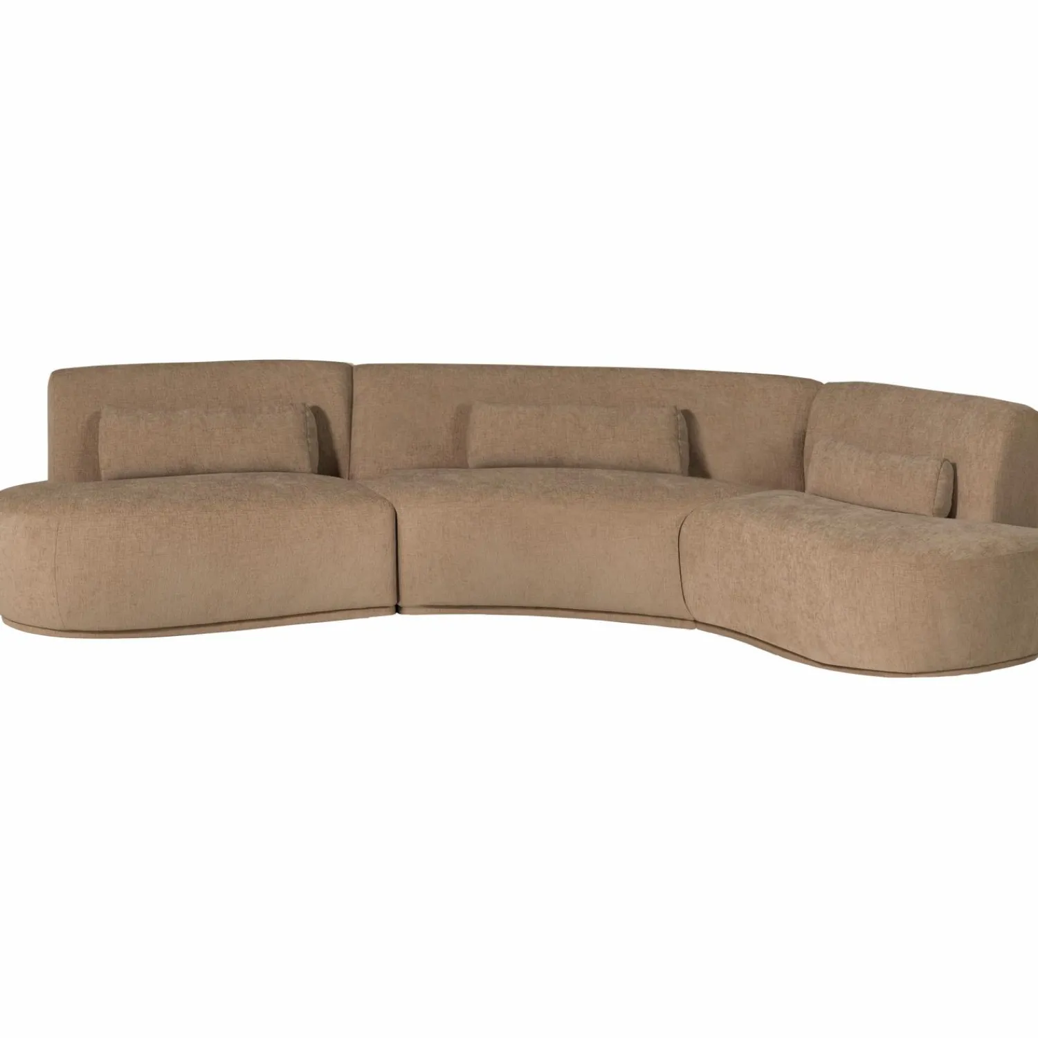 Best WOOOD Batavier half ronde bank 6-zits velvet melange lichtbruin Lichtbruin melange