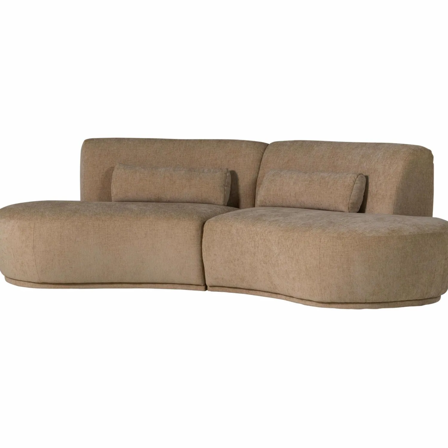 Outlet WOOOD Batavier half ronde bank 4-zits velvet melange lichtbruin Lichtbruin melange