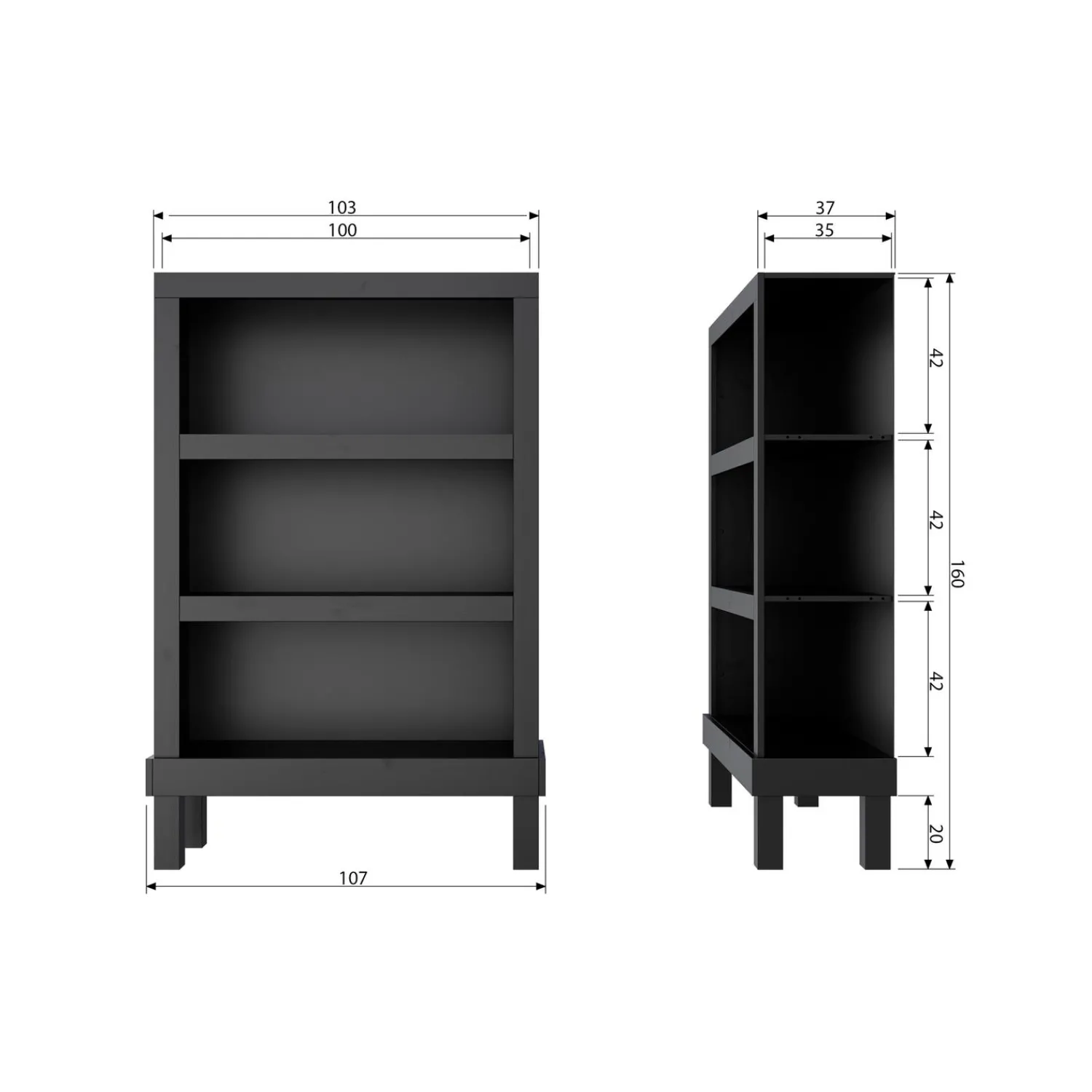 Sale WOOOD Bonk open kast grenen Matzwart