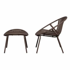 New WOOOD Bruce tuin loungestoel + hocker pp/metaal Paars/bruin