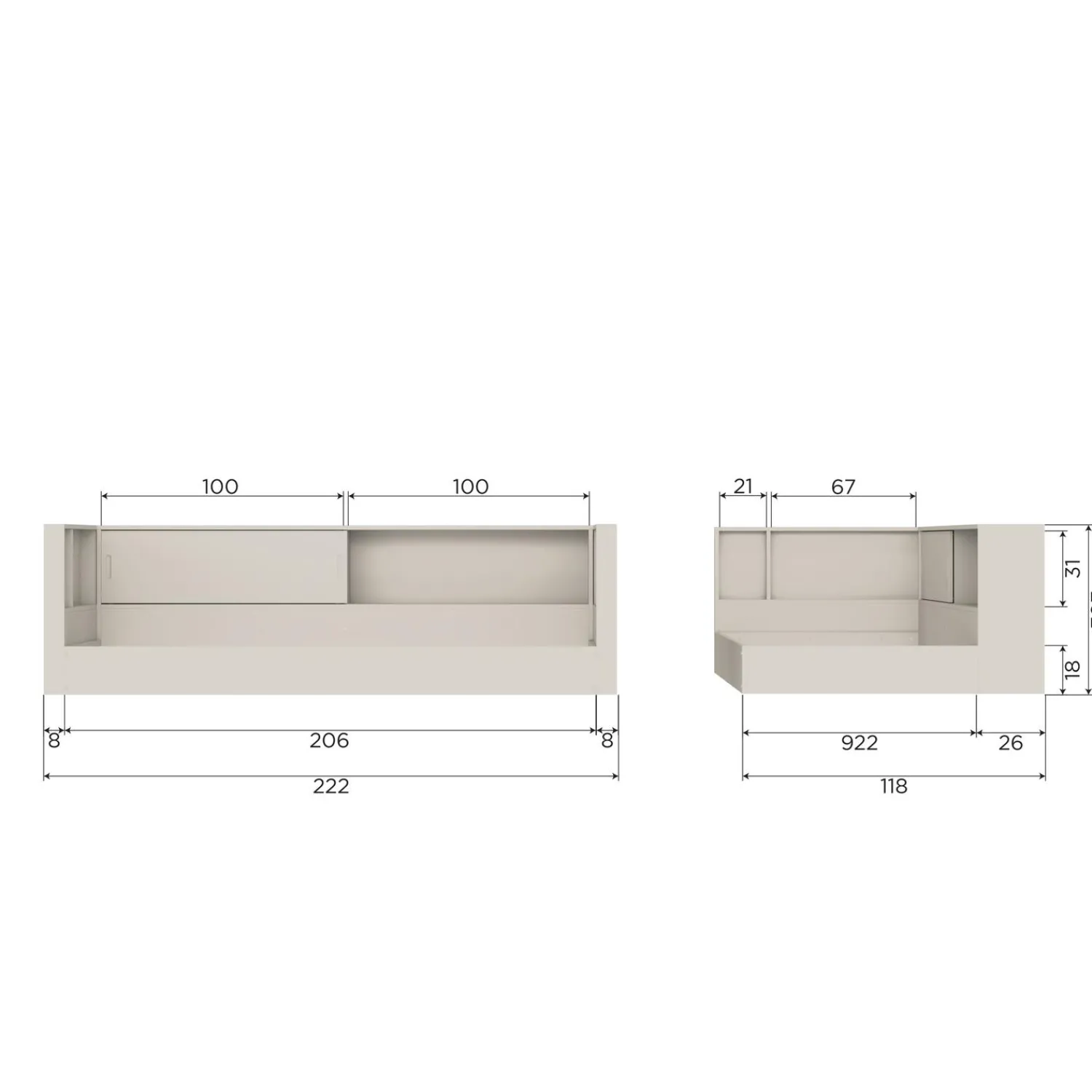 Discount WOOOD Carter bed grenen 90x200 cm Dust