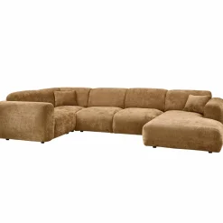 Discount WOOOD Cloud hoekbank links geweven chenille Honinggeel
