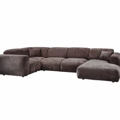 Hot WOOOD Cloud hoekbank links geweven chenille Warm bruin