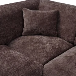 Hot WOOOD Cloud hoekbank links geweven chenille Warm bruin