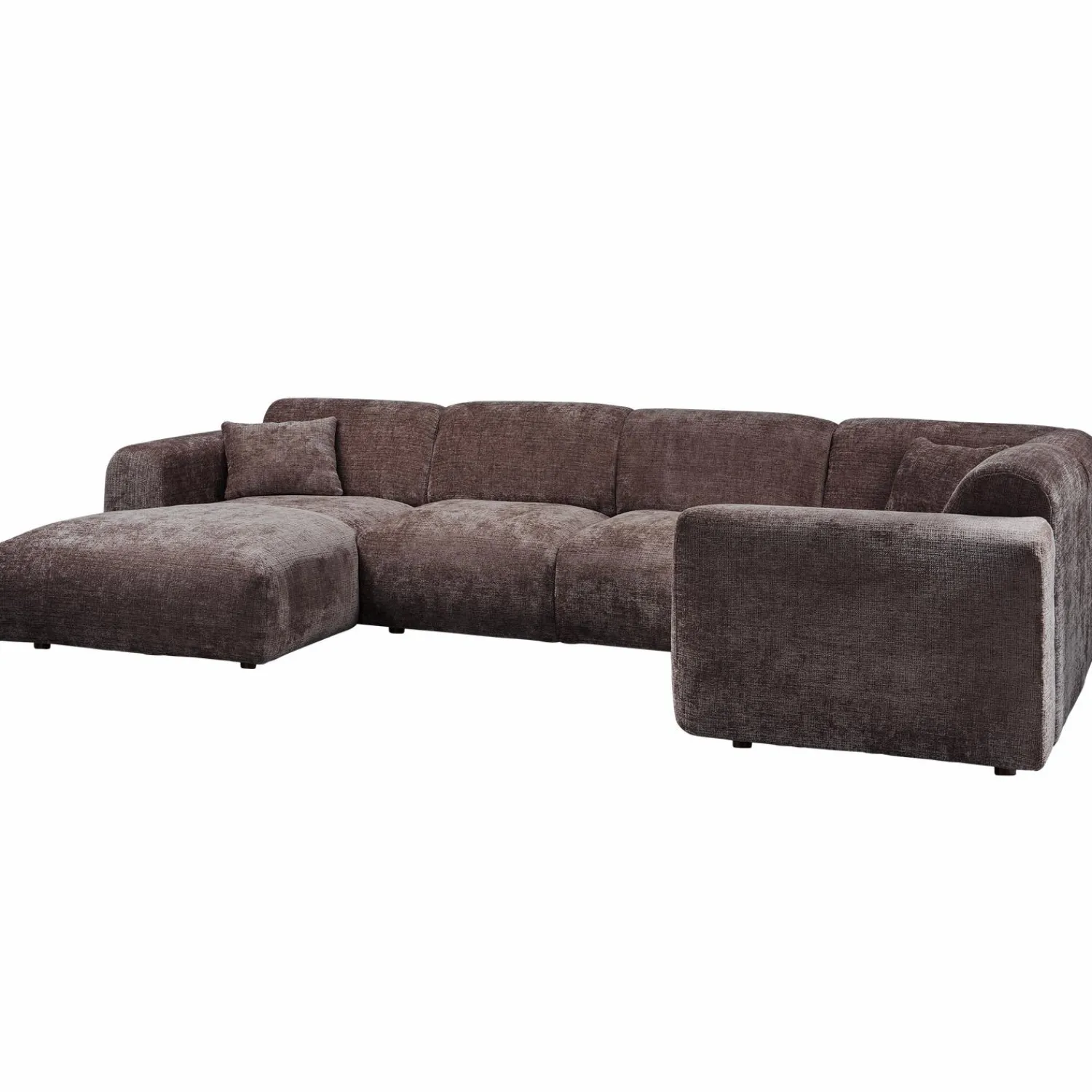 Discount WOOOD Cloud hoekbank rechts geweven chenille Warm bruin