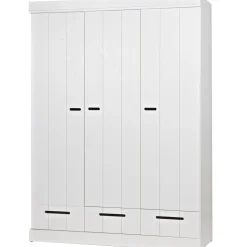 Outlet WOOOD Connect 3-deurs kledingkast + lade Wit