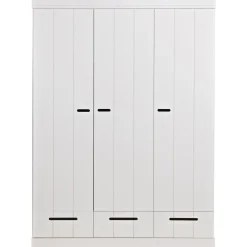 Outlet WOOOD Connect 3-deurs kledingkast + lade Wit
