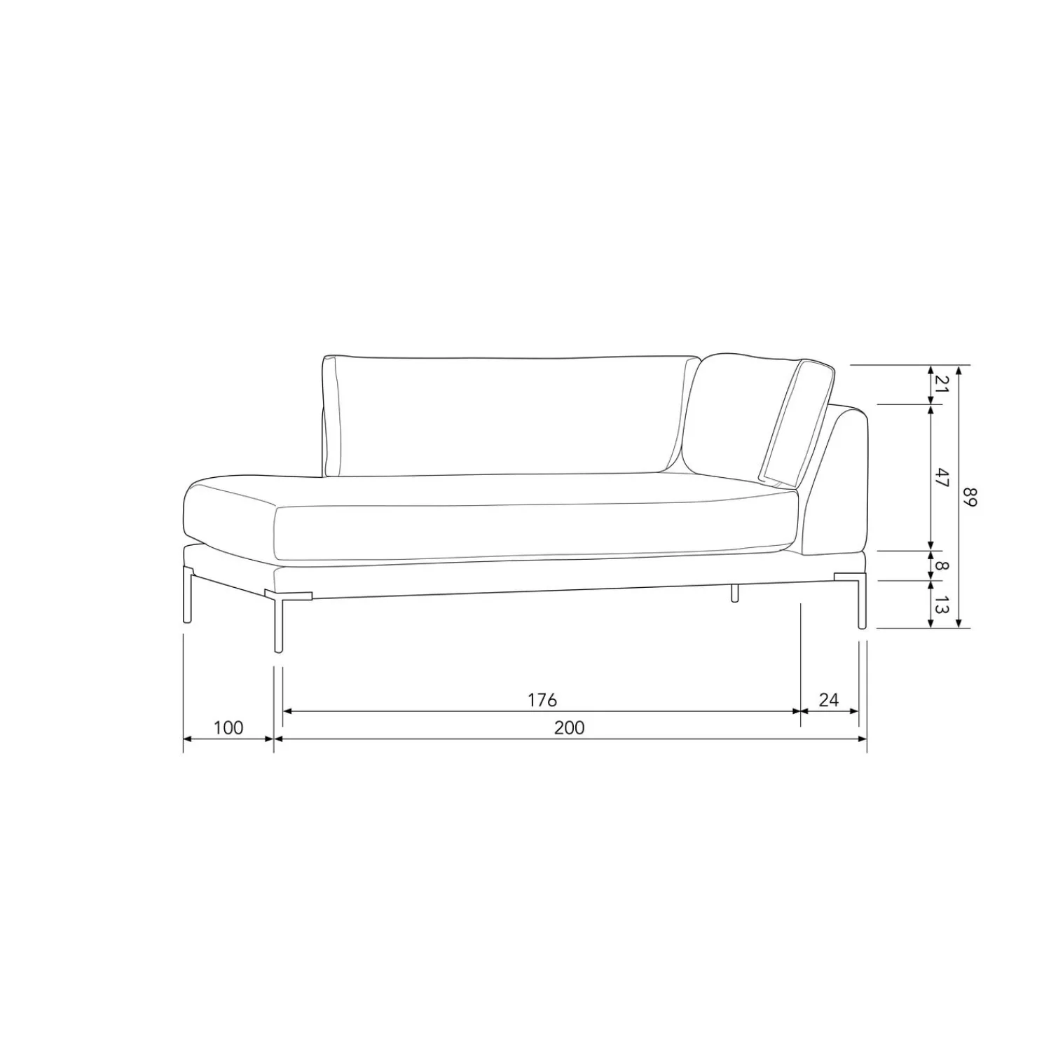 Outlet WOOOD Couple lounge element links Donkergrijs