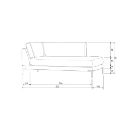 Hot WOOOD Couple lounge element rechts Taupe