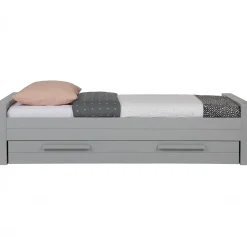 New WOOOD Dennis bed 90x200 cm grenen geborsteld Betongrijs