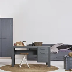 WOOOD Dennis bureau grenen steel grey geborsteld Staalgrijs