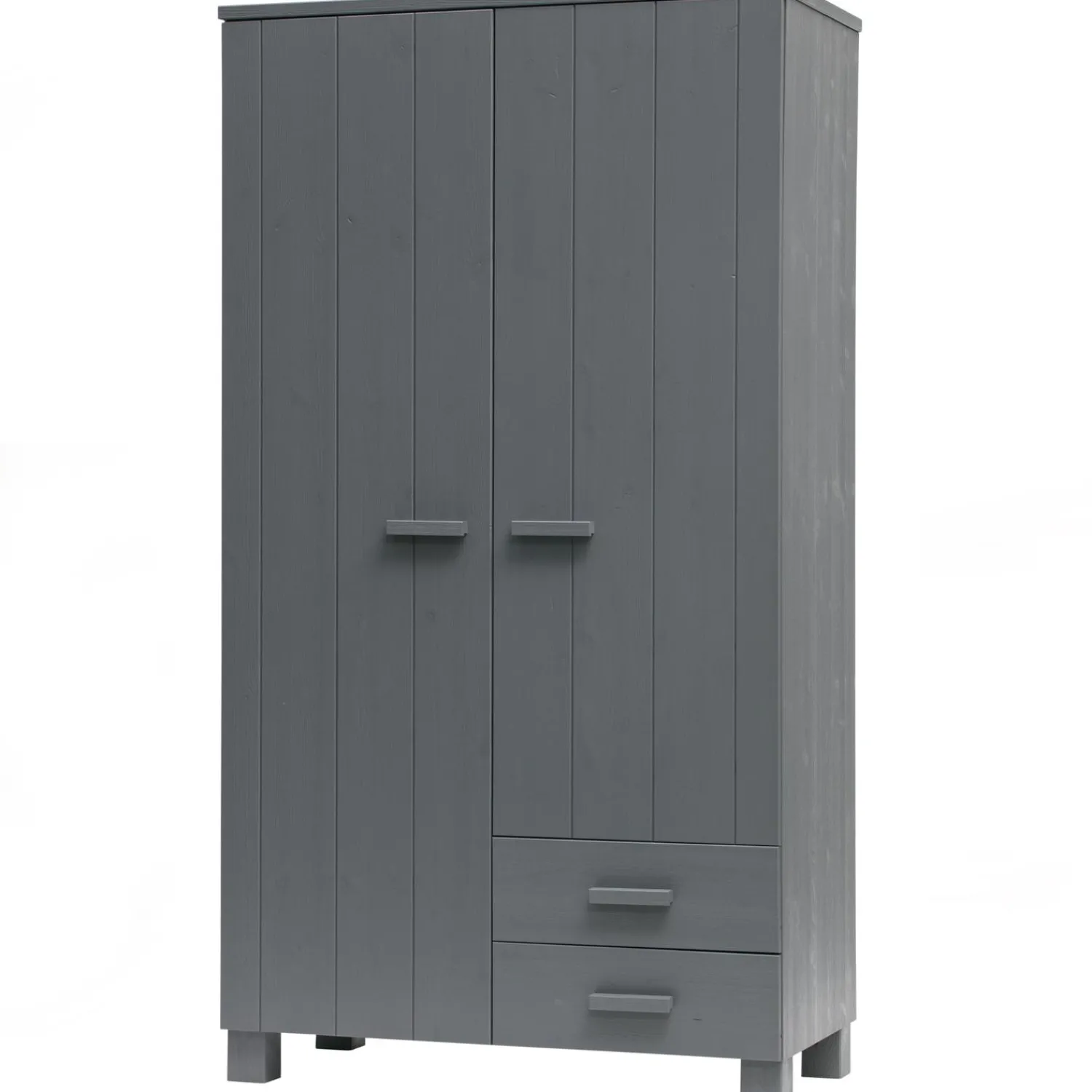 WOOOD Dennis kast met laden grenen steel grey Staalgrijs