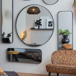 Clearance WOOOD Doutzen spiegel metaal ø115 cm Zwart