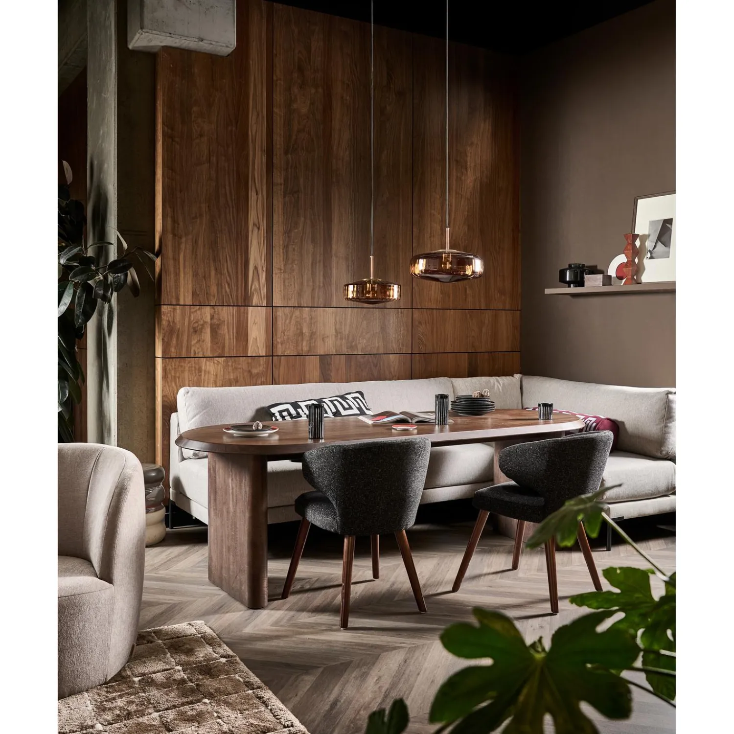 WOOOD Ellips eetkamertafel mango hout walnoot 90x240 cm