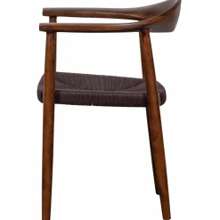 Outlet WOOOD Embrace eetkamerstoel hout gevlochten zitting donkerbruin