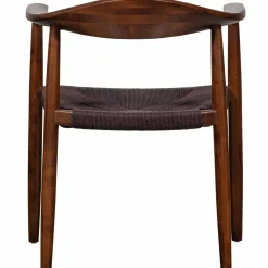 Outlet WOOOD Embrace eetkamerstoel hout gevlochten zitting donkerbruin