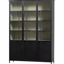 Best WOOOD Exhibit XL 3-deurs vitrinekast metaal Zwart