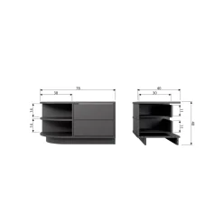 Sale WOOOD Finca tv meubel rond links 78 cm grenen diepzwart