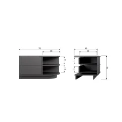 Sale WOOOD Finca tv meubel rond rechts 78 cm grenen diepzwart