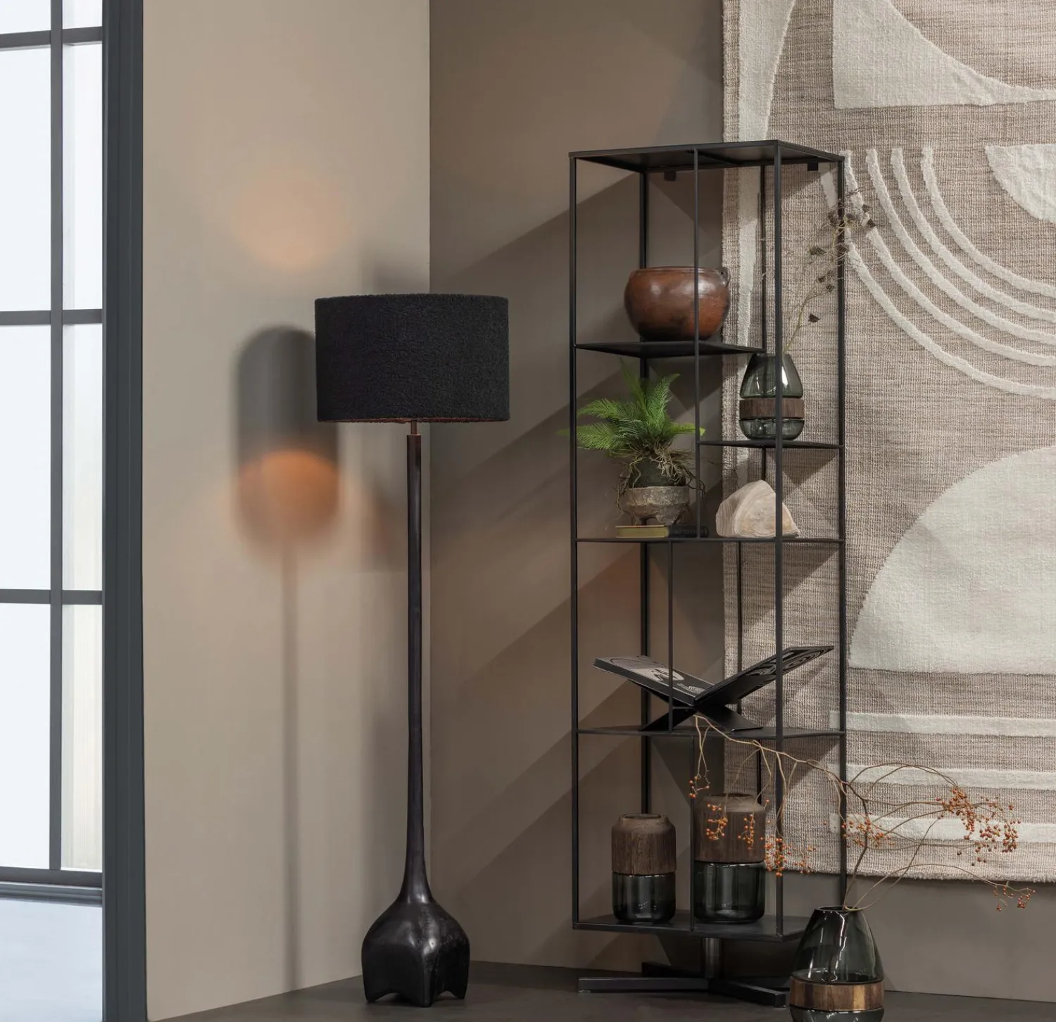 New WOOOD Foss lampenvoet aluminium antiek zwart/bruin