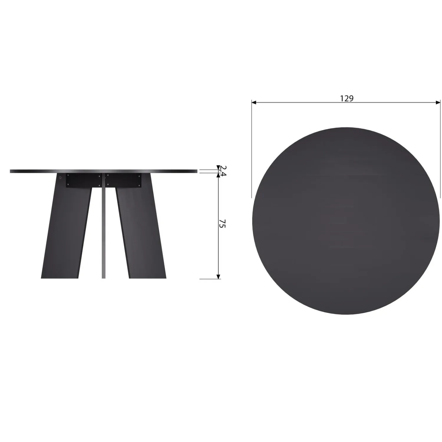 Best WOOOD Fries eettafel ø129 cm eiken blacknight