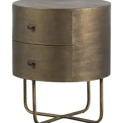 Discount WOOOD Glossy rond kastje metaal antique brass