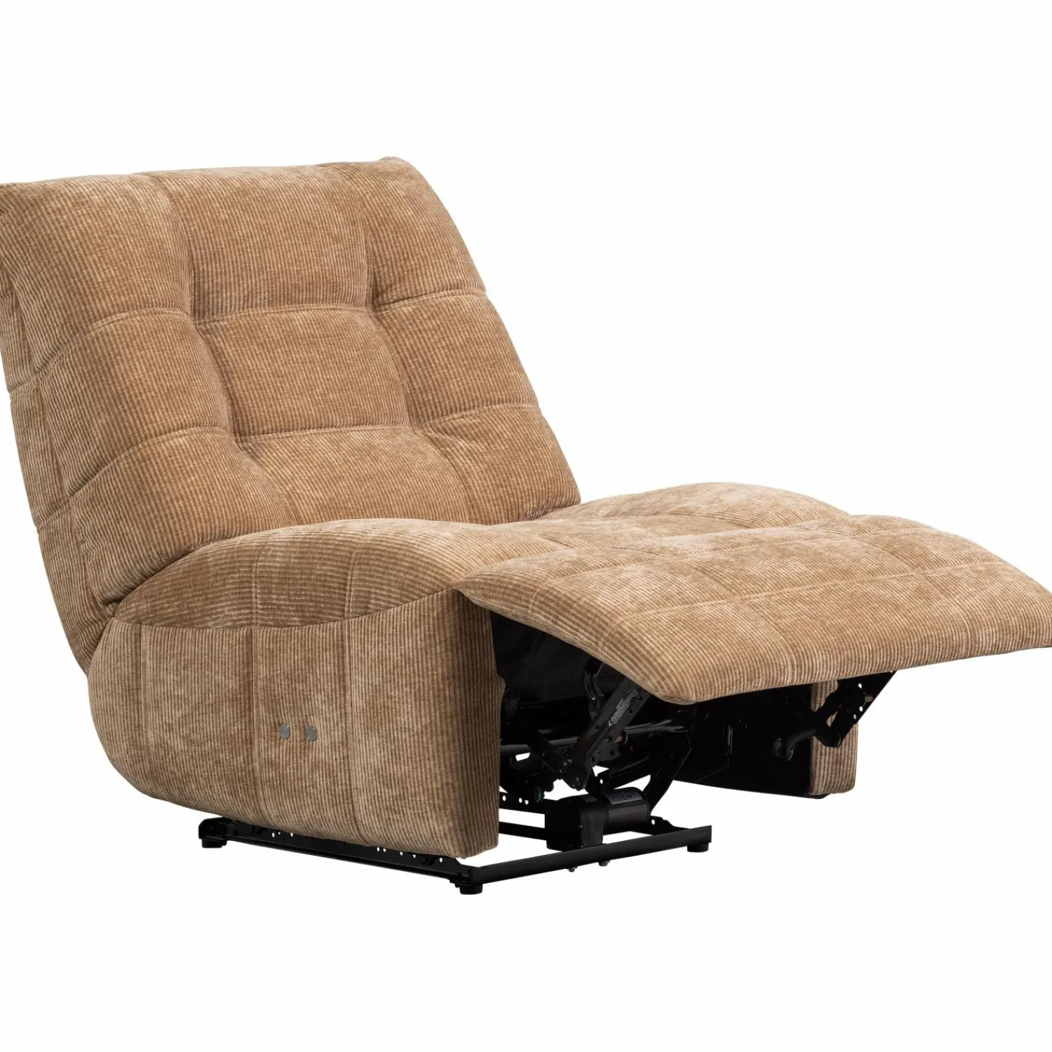 Hot WOOOD Hein relaxfauteuil elektrisch geweven rib Lichtbruin