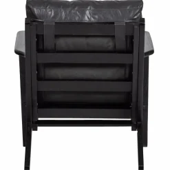 WOOOD Houston fauteuil echt leer Zwart