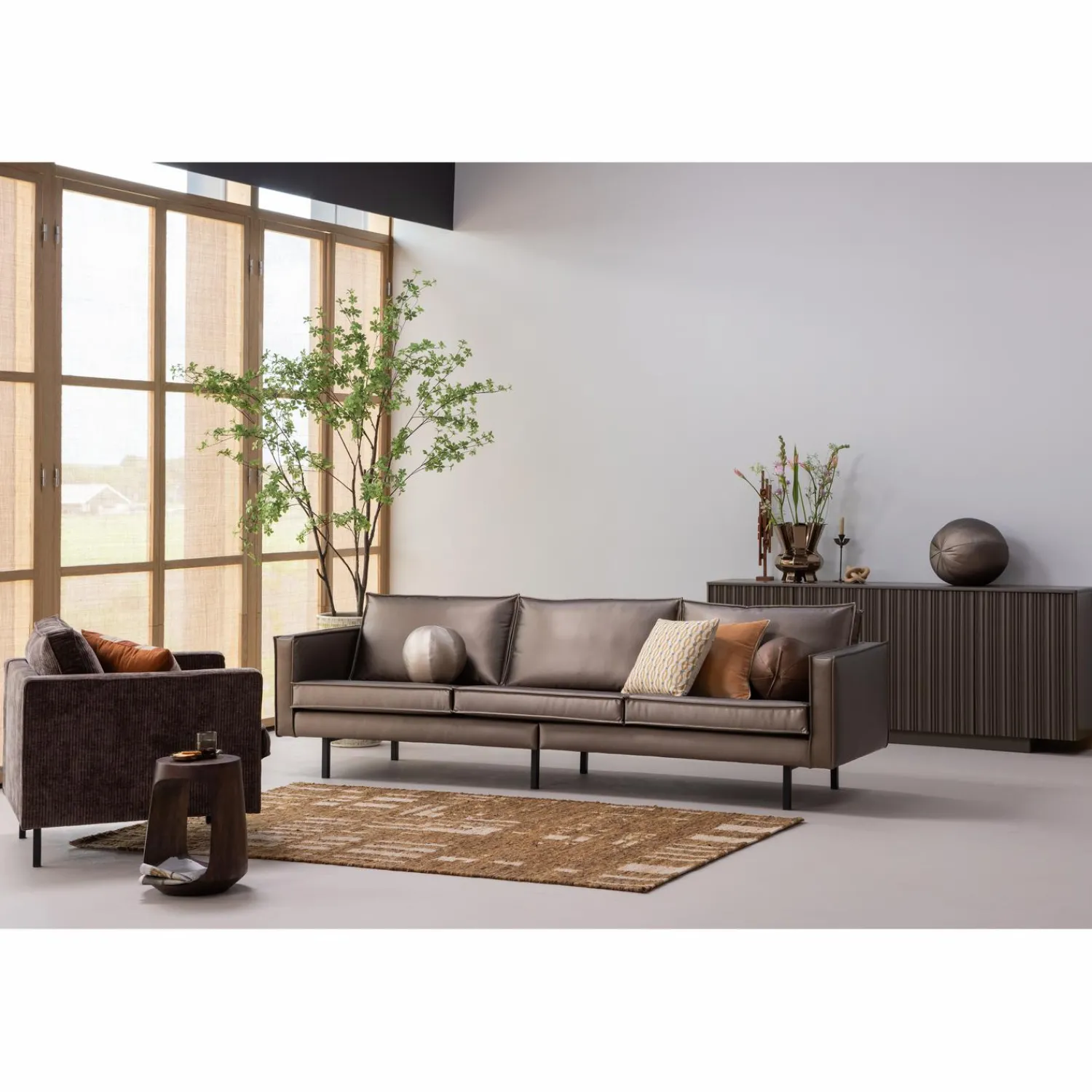 Best WOOOD Ian handgeweven vloerkleed wol/katoen bruin 170 x 240 cm