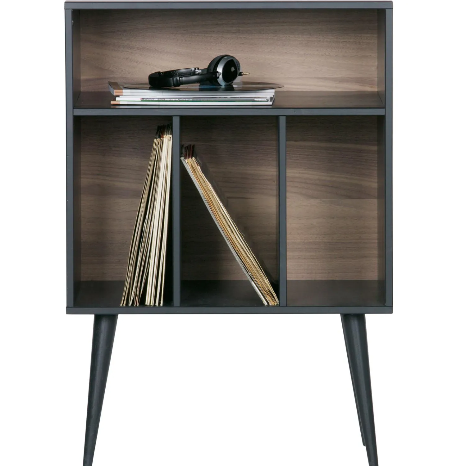 New WOOOD James kastje zwart/walnoot