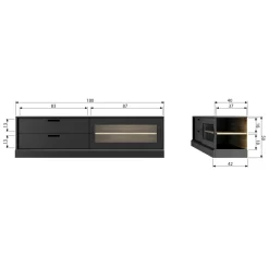 New WOOOD James tv meubel zwart/walnoot
