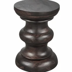 Discount WOOOD Jonah bijzettafel hout donkerbruin 42xø30 cm