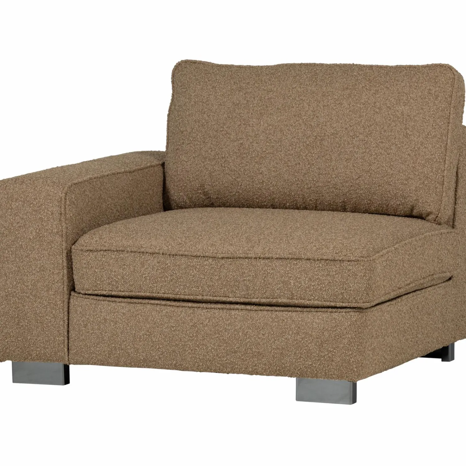 New WOOOD Lazy 1-zits element met arm links bouclé Bruin