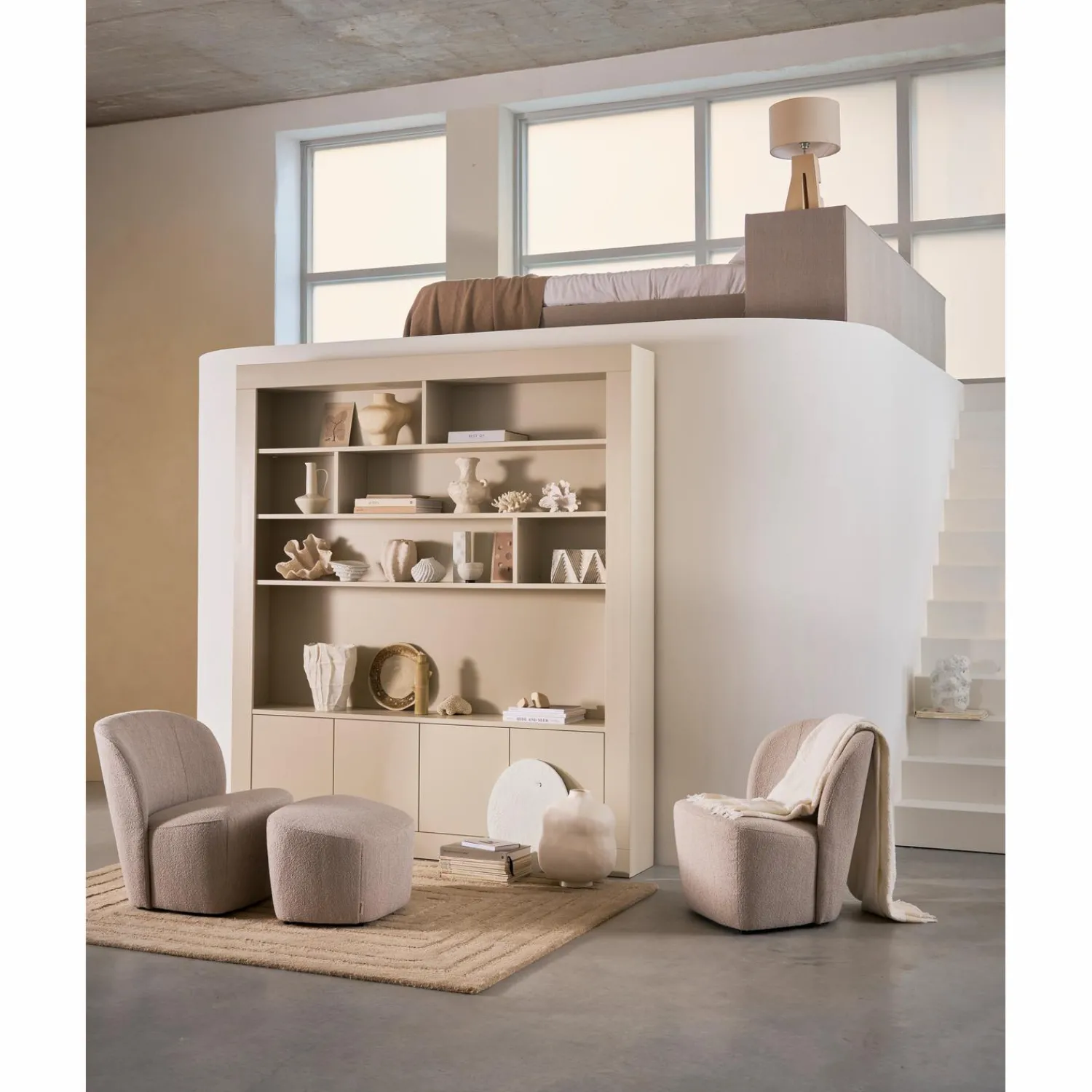 Clearance WOOOD Lofty fauteuil bouclé Naturel