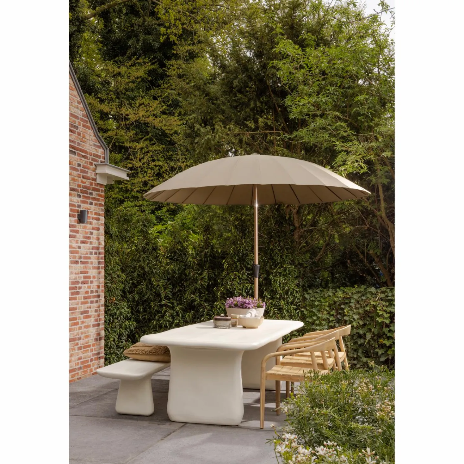 Clearance WOOOD Loggia eetbankje vezelversterkte polymeer naturel 227x40 cm
