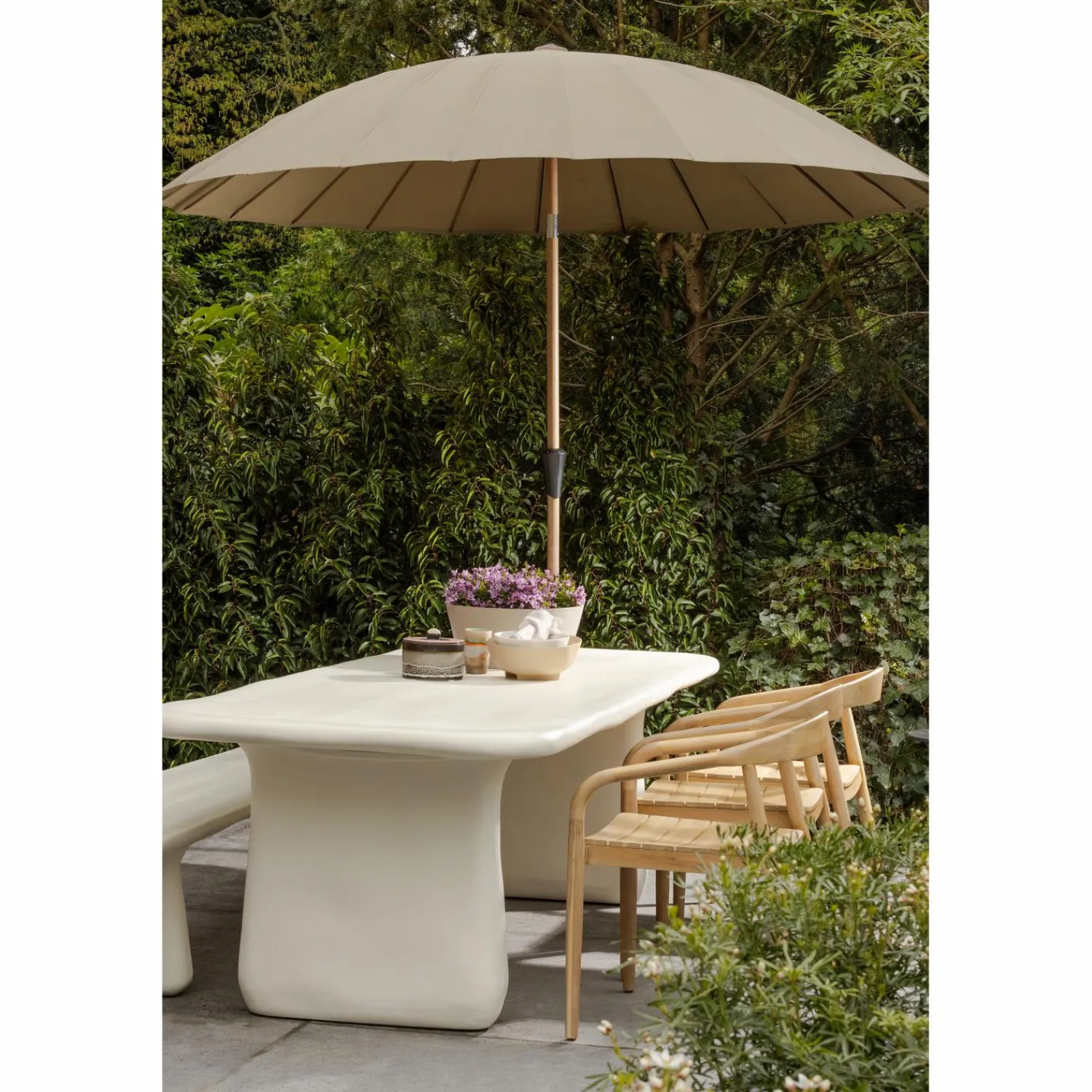Clearance WOOOD Loggia eetbankje vezelversterkte polymeer naturel 227x40 cm