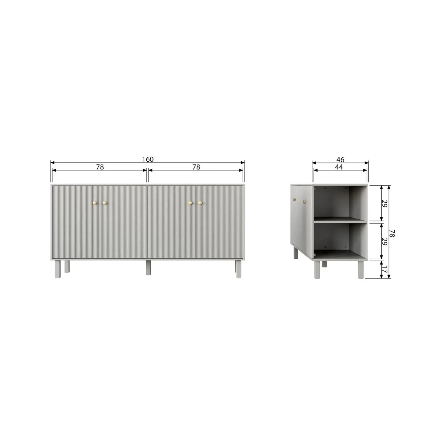 Hot WOOOD Madu dressoir grenen wolkengrijs